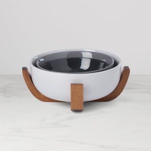 24 Seven Pumice 3-Piece Nesting Bowl Set with Wood Stand