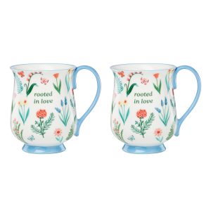 First Blooms Blue Mugs. Set of 2