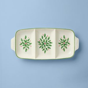 Holiday Carved Divided Dish