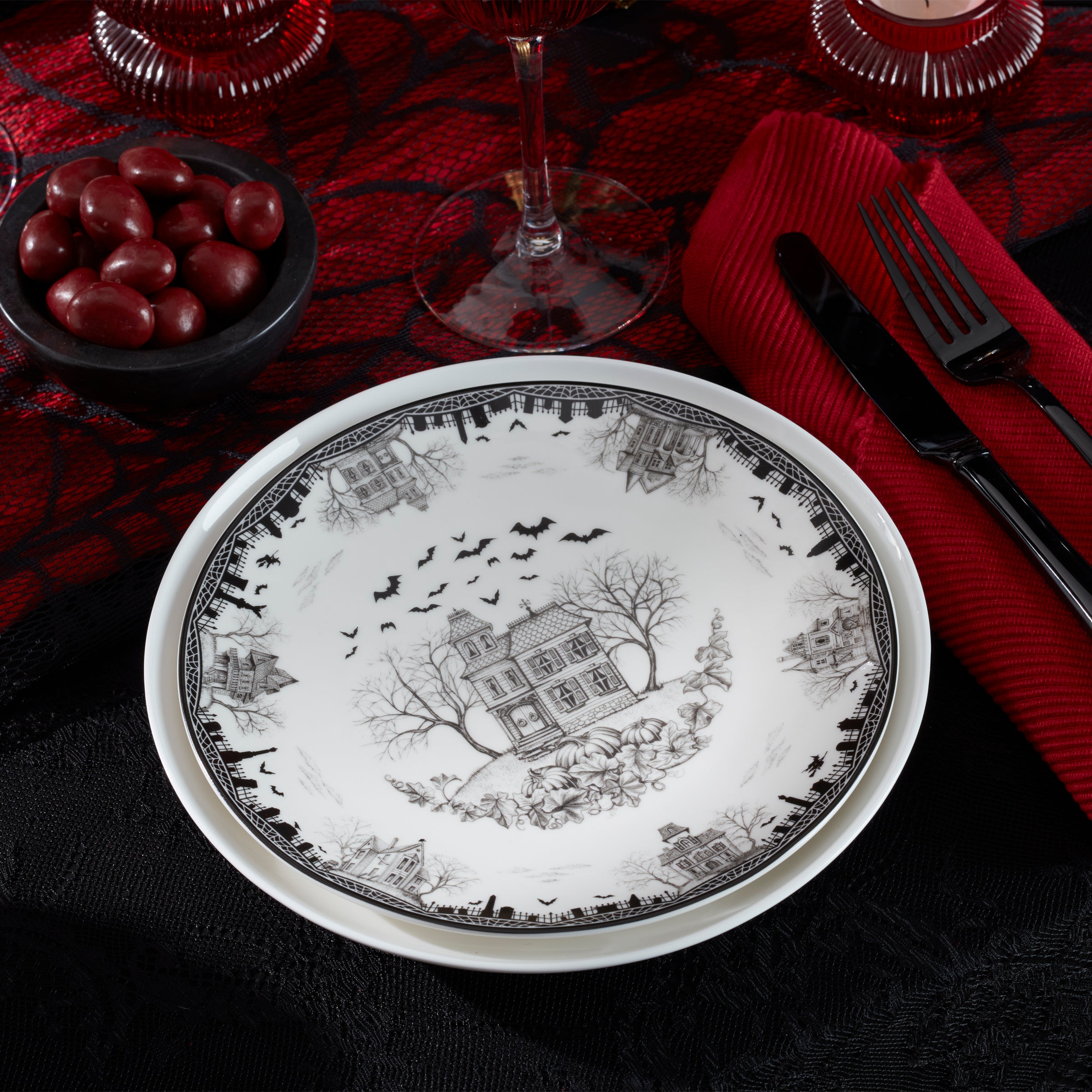 Haunted Village Accent Plates. Set of 4 Assorted - Image 3