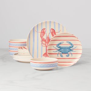 24 Seven Melamine. Wharfside 12-Piece Dinnerware Set