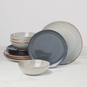 Organic Shades Gray 12 Piece Dinnerware Set