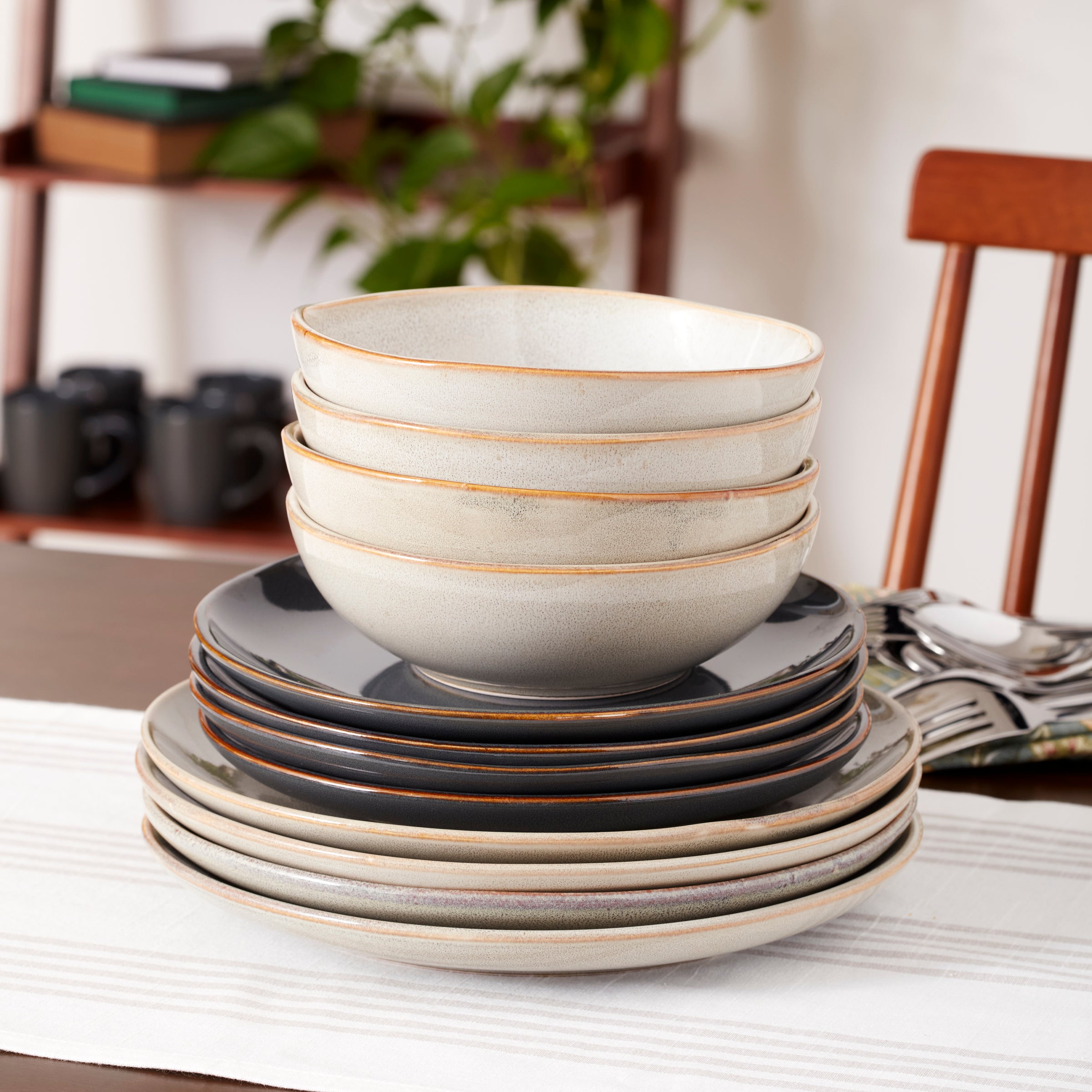 Organic Shades Gray 12 Piece Dinnerware Set - Image 8
