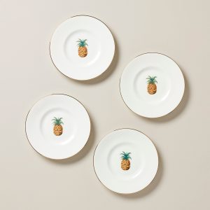 British Colonial Bamboo Party Plates. Set of 4