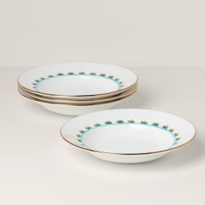 British Colonial Bamboo Rimmed Soup Bowls. Set of 4