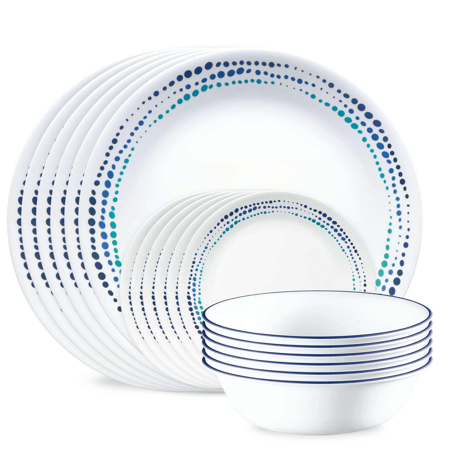 Corelle? Ocean Blues 18-piece Dinnerware Set. Service for 6