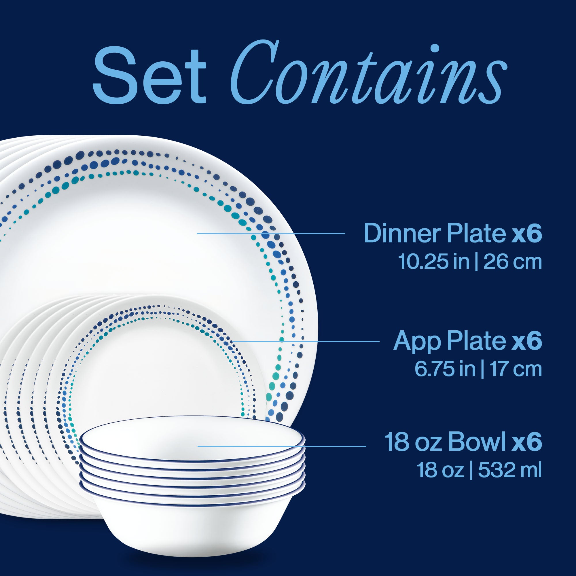 Corelle? Ocean Blues 18-piece Dinnerware Set. Service for 6 - Image 3