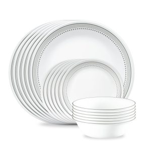 Corelle? Mystic Gray 18-piece Mugless Dinnerware Set. Service for 6