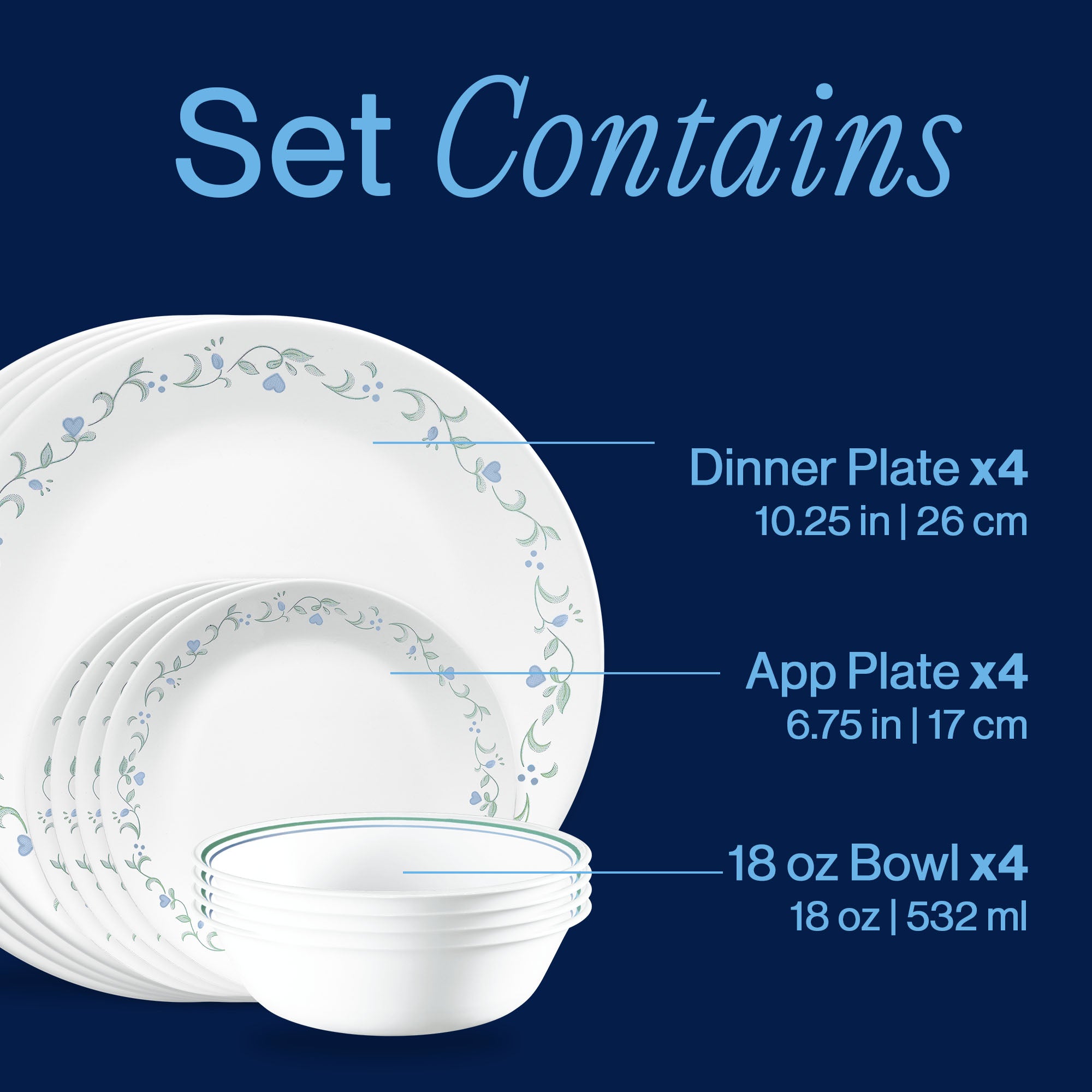 Corelle® Country Cottage 12-piece Dinnerware Set. Service for 4 - Image 3