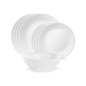 Corelle? Linen Weave 12-piece Dinnerware Set. Service for 4
