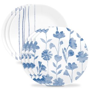 Corelle? Botanical Stripes 8.5 Salad Plates. 6 Pack