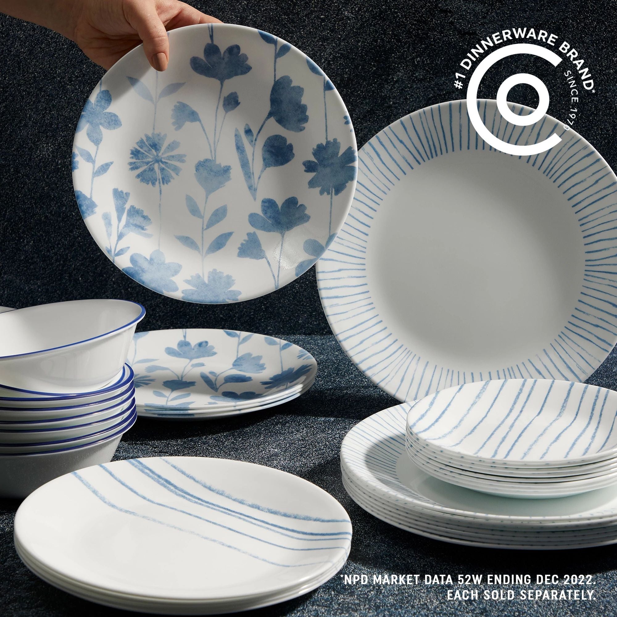 Corelle庐 Botanical Stripes 18-ounce Cereal Bowls. 6-pack - Image 2
