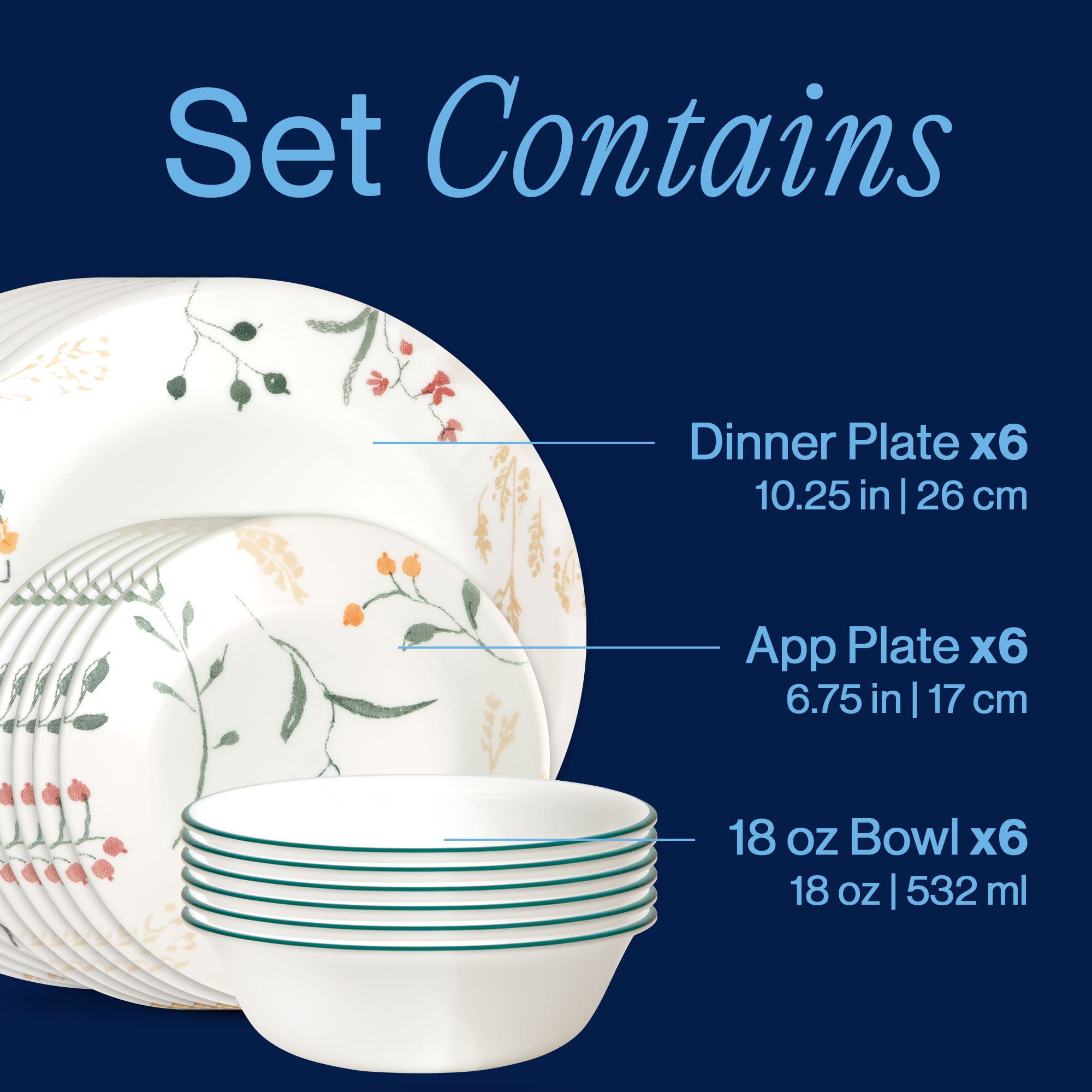 Corelle? Wildflower Scatter 18-piece Dinnerware Set. Service for 6 - Image 3