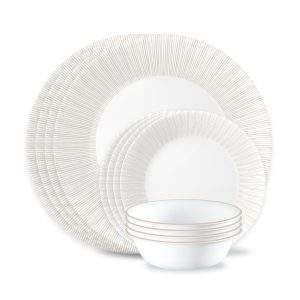 Corelle? Hushed Lines 12-piece Dinnerware Set. Service for 4