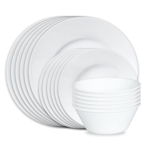 Corelle庐 Dazzling White Wide Rim 18pc Set. Service for 6
