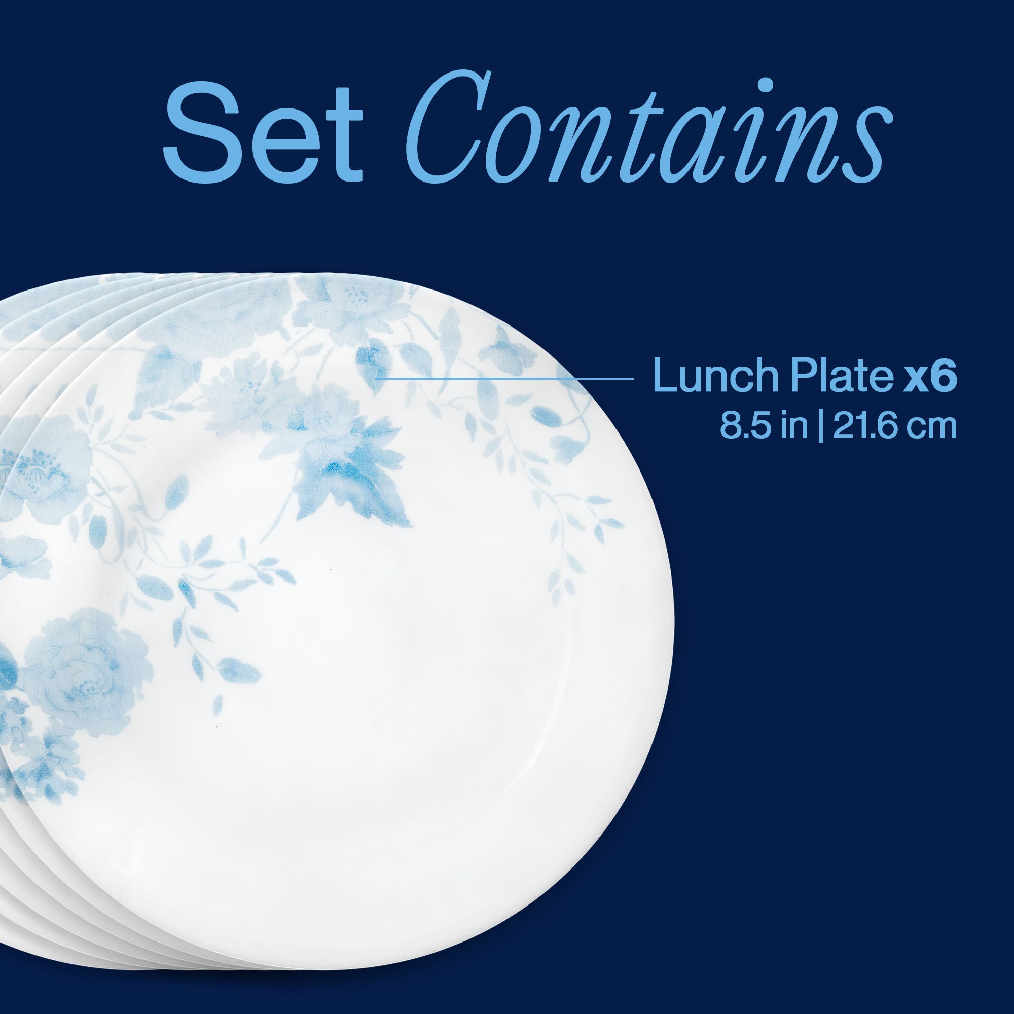 Corelle® Blue Bouquet 8.5 Lunch Plate. 6-pack - Image 3