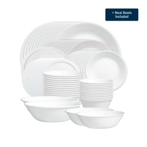 Corelle? Winter Frost White Dinnerware Set ?C Service for 12 + Meal Bowls