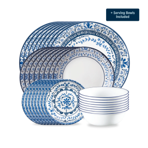 Corelle? Portofino Dinnerware Set ?C Service for 8 + Serving Bowls