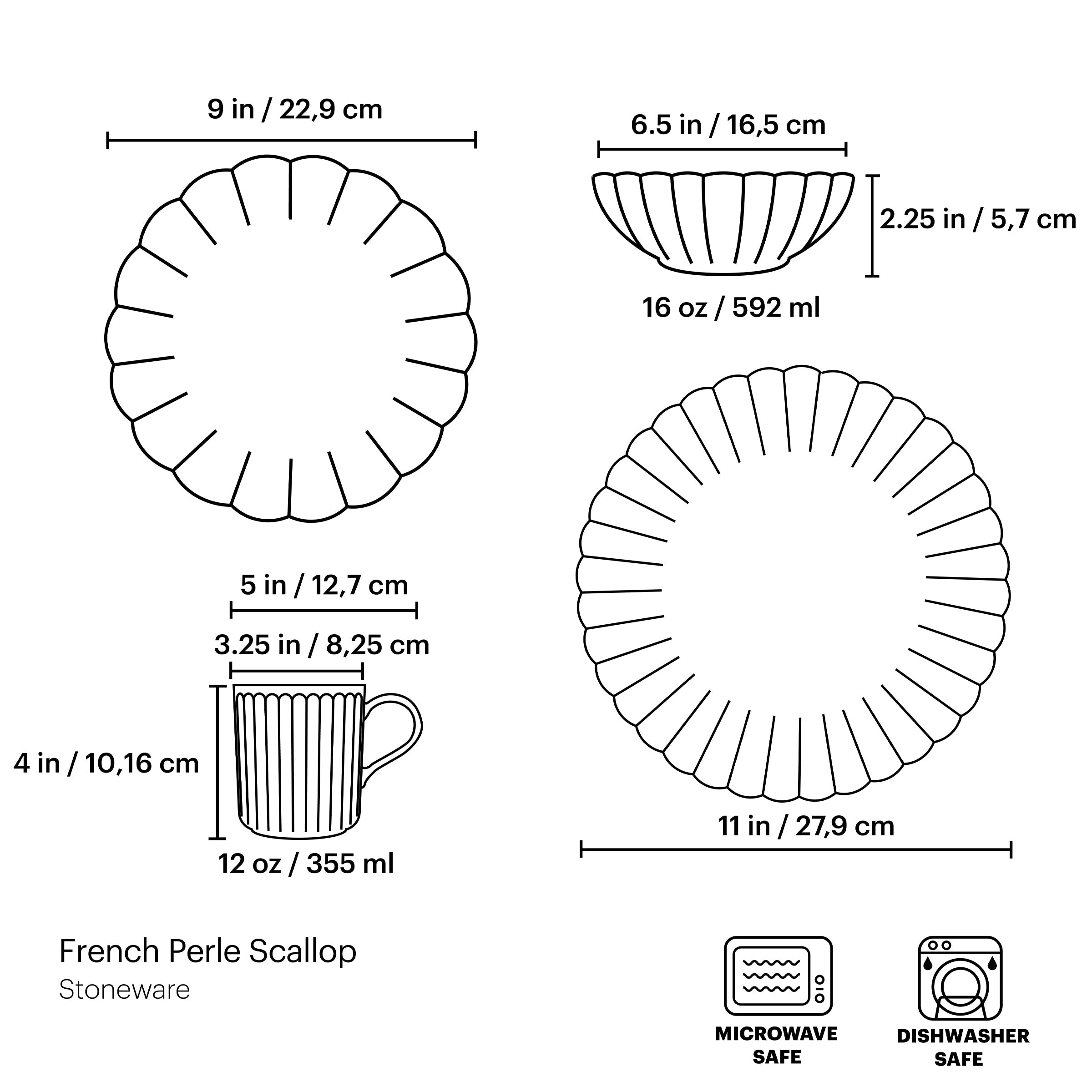 French Perle Scallop White 4-Piece Place Setting - Image 17