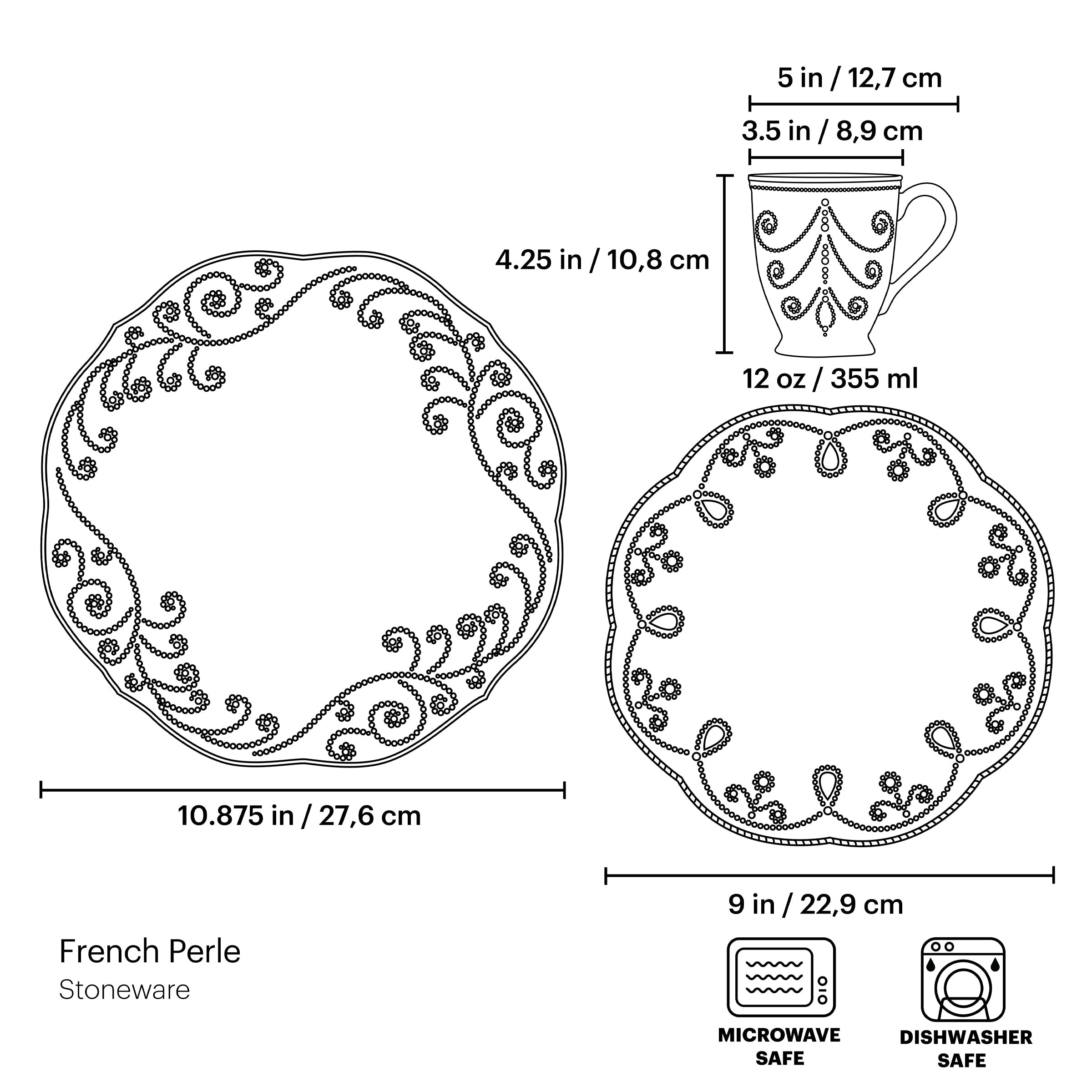 French Perle White 12-Piece Dinnerware Set - Image 5