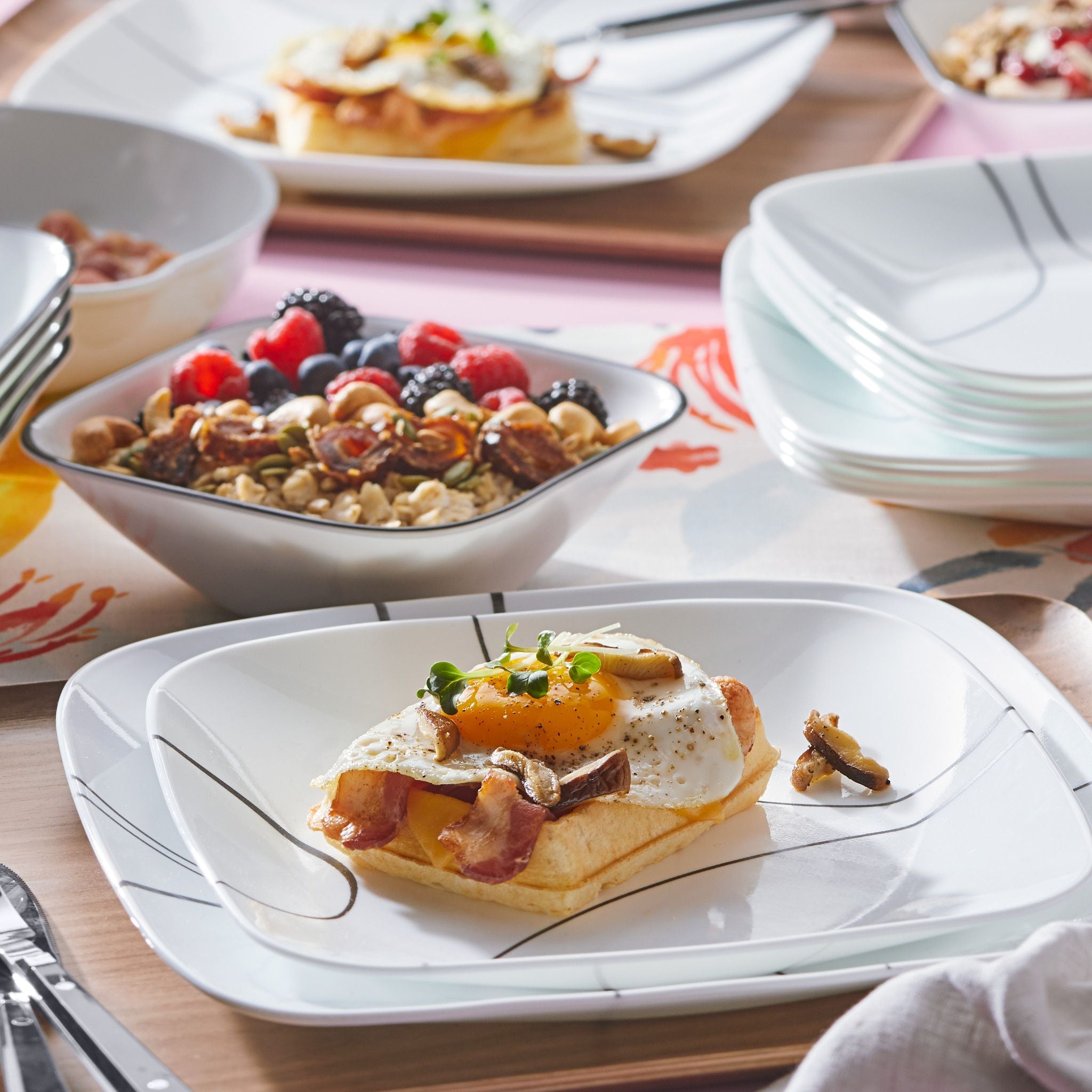 Corelle庐 Simple Lines 18-piece Dinnerware Set. Service for 6 - Image 2